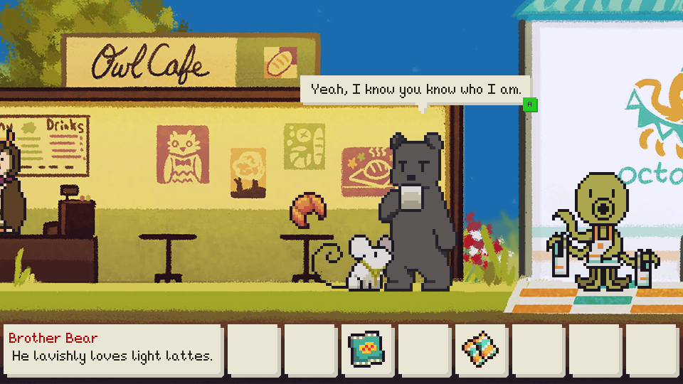 Screenshot of Animal Crackers featuring Brother Bear at the Owl Cafe